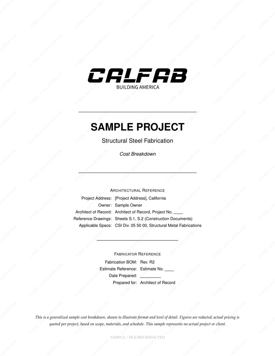 CALFAB sample proposal cover page